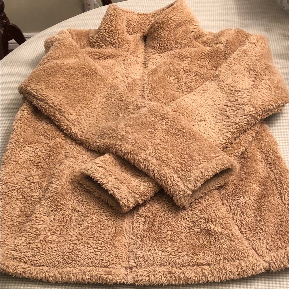 Mountain Works Cloudveil Size L Cozy Full Zip Tan Women's Sherpa Fleece # CL005